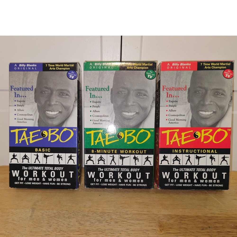 Billy Blanks Tae Bo VHS Set Basic 8-Minute Workout Instructional 3 Tape Lot 1998